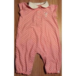 Girl's Size 6 M 3-6 Months One Pc Carter's Peach Polka Dot Floral Pants Romper